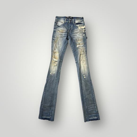 VALABASAS Distressed Paint Splatter Flared Jeans Men’s Size 28 L42 - Picture 1 of 9